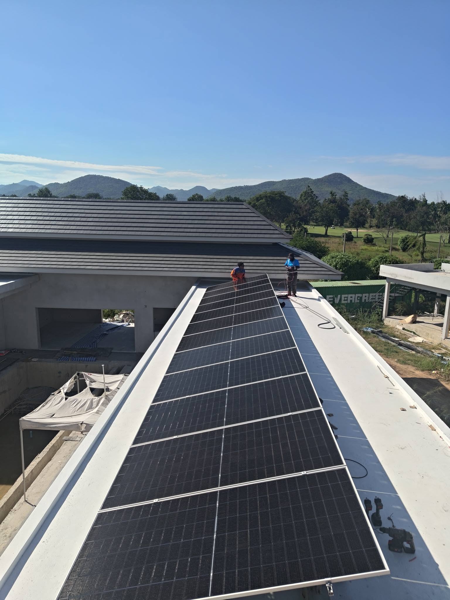 Solar panels being installed on a home in Hua Hin